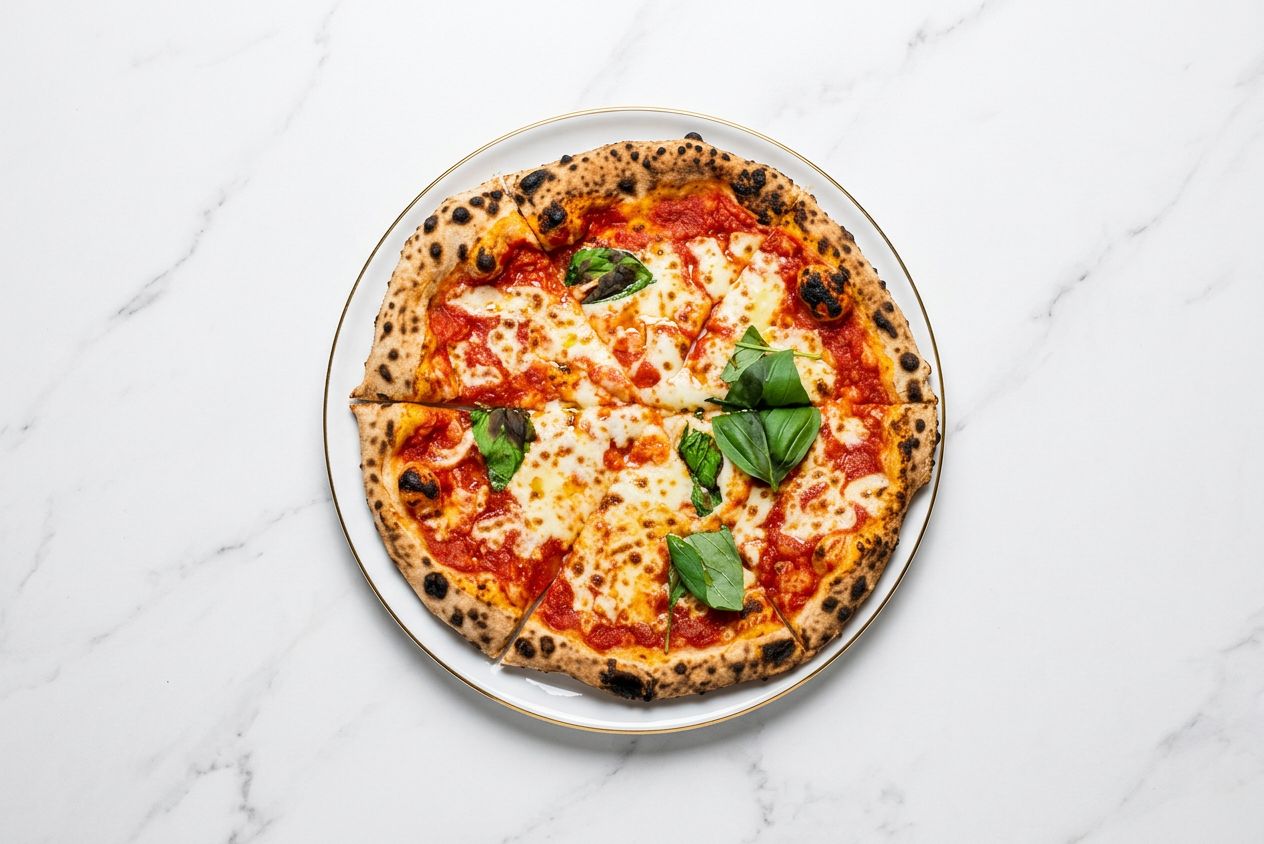 Bright Studio style — white background food photography