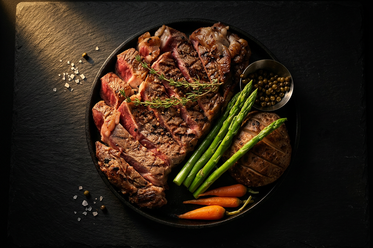 Dark Moody style — dramatic restaurant menu photography